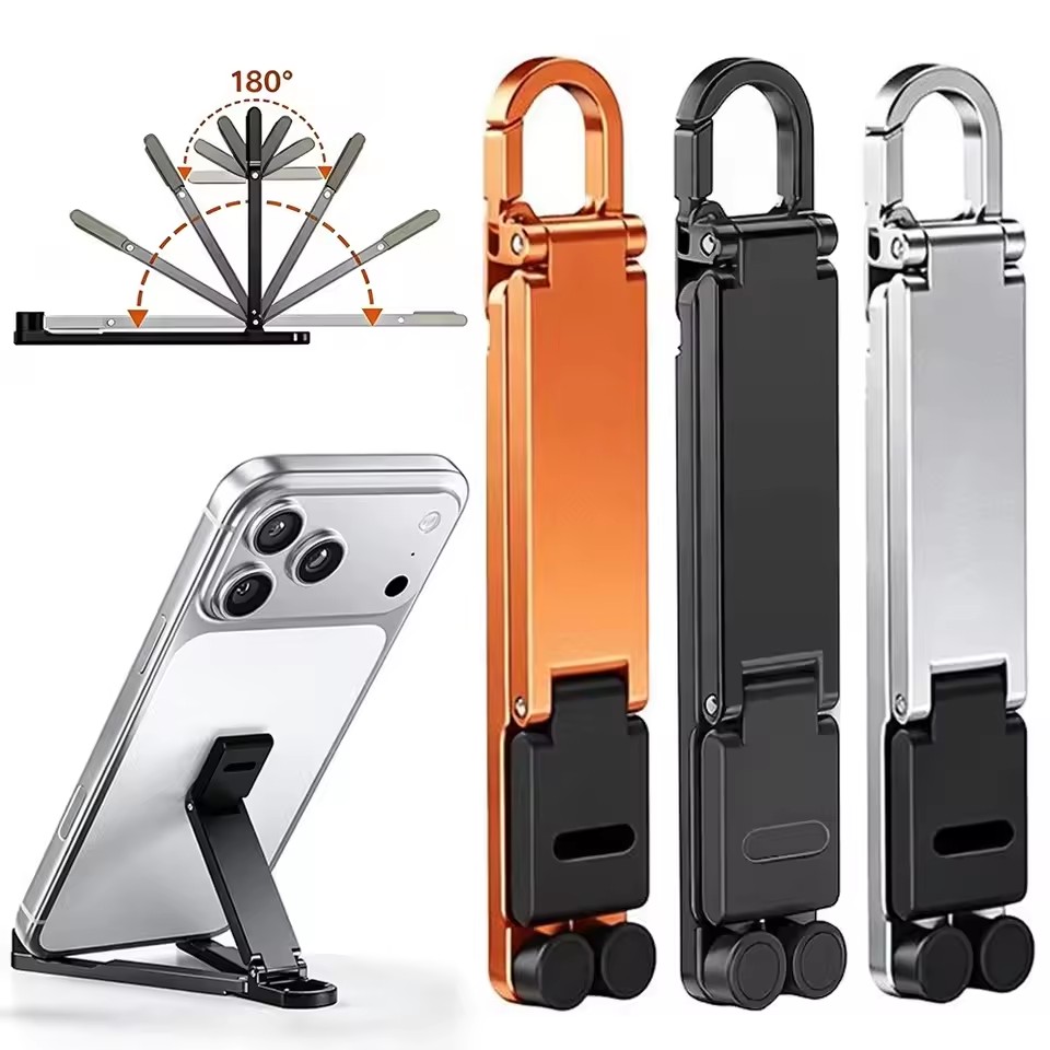 Phone Accessories Stand - Mini Keychain Foldable Phone Back Clip