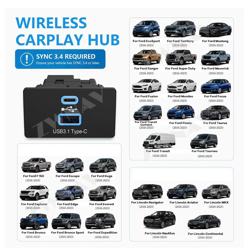 Usb C Hub - Wireless CarPlay Android Auto Adapter for