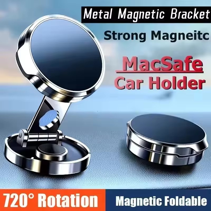 Phone Accessories Stand - Round Folding Magnetic Car Holder 360