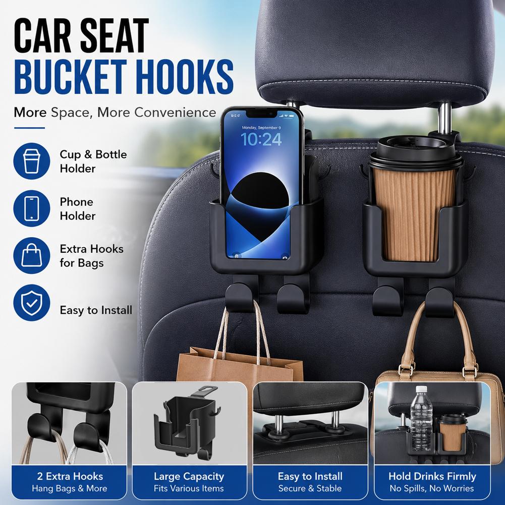 Phone Accessories Organizer - Car Seat Back Organizer Cup Phone