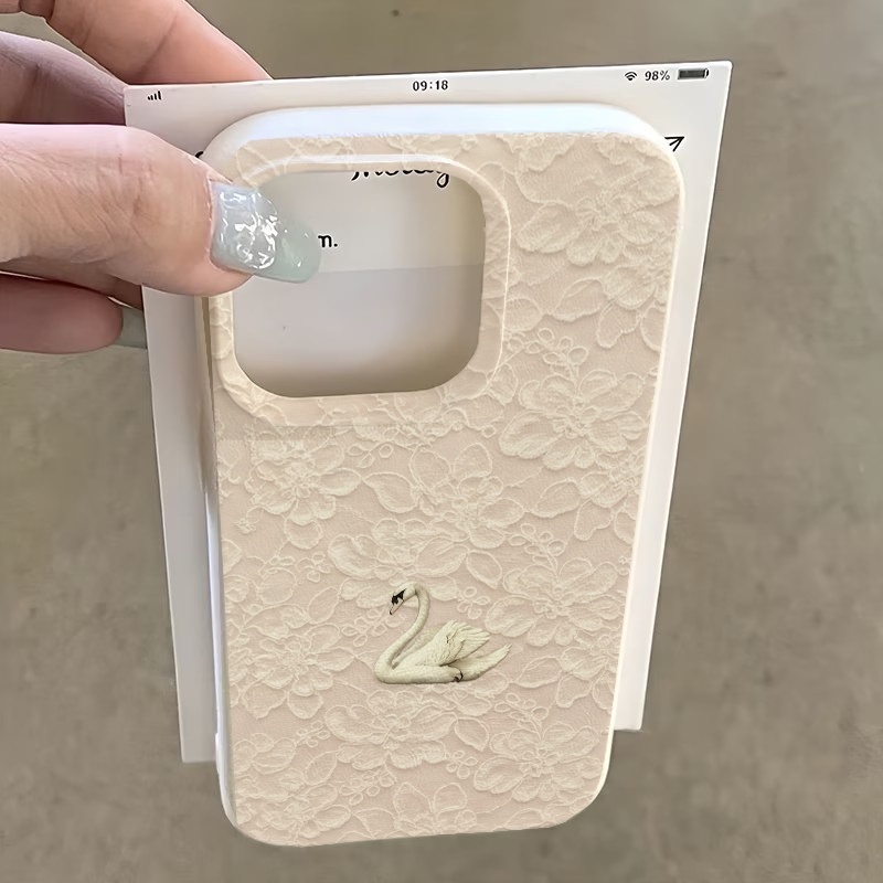 Lace Swan Pattern Lychee Textu - Phone Accessories Iphone review and price