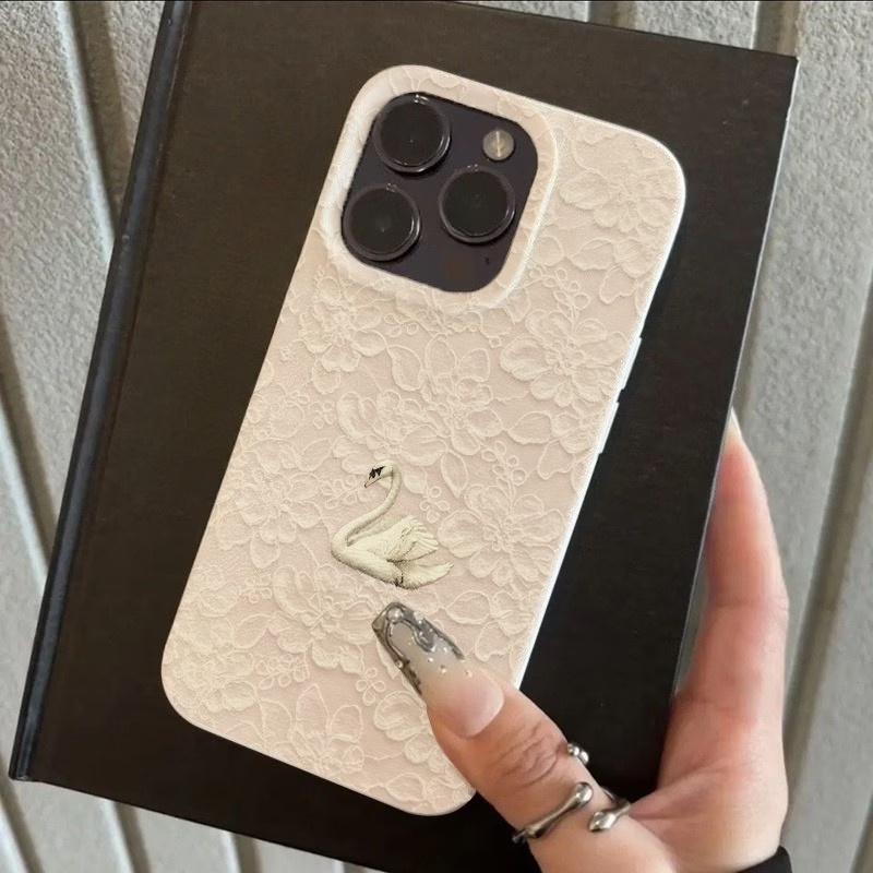 Lace Swan Pattern Lychee Textu - Phone Accessories Iphone review and price